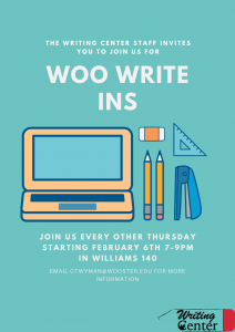 writing support every other thursday from 7 to 9pm.
